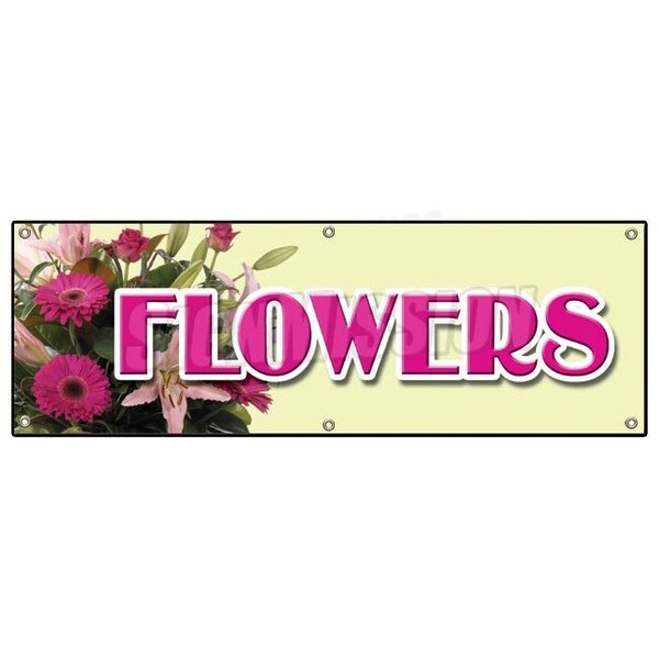 Signmission FLOWERS BANNER SIGN floral flower shop signs florist roses fresh gift B-72 Flowers - main